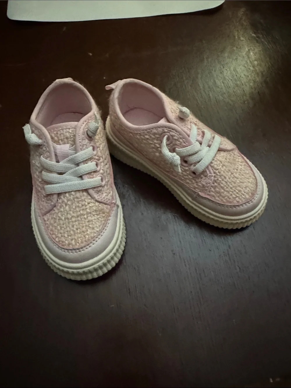 Carter's Pastel Pink Knit Lace-Up Toddler Sneakers size 5